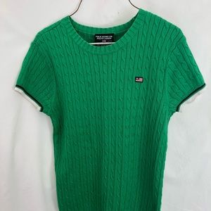 Ralph Lauren green cable knit short sleeve sweater